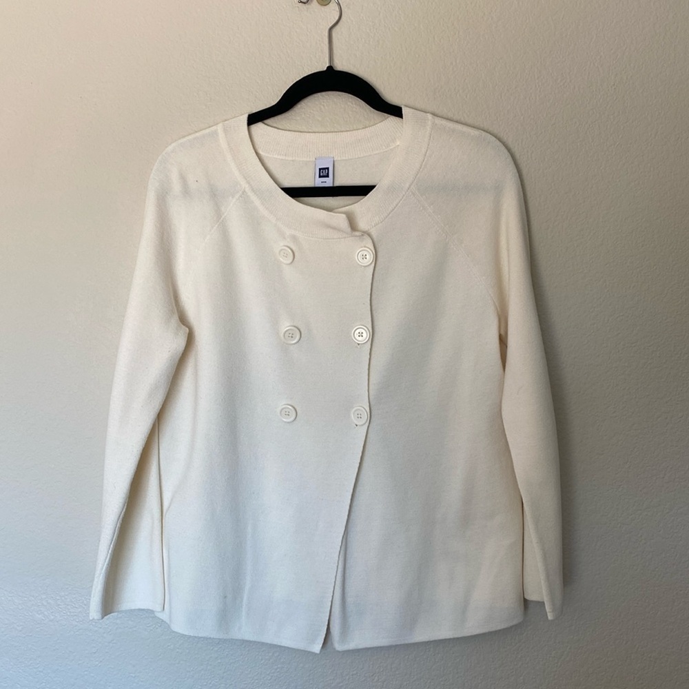 Gap Factory double breasted ivory sweater women’s medium VGUC